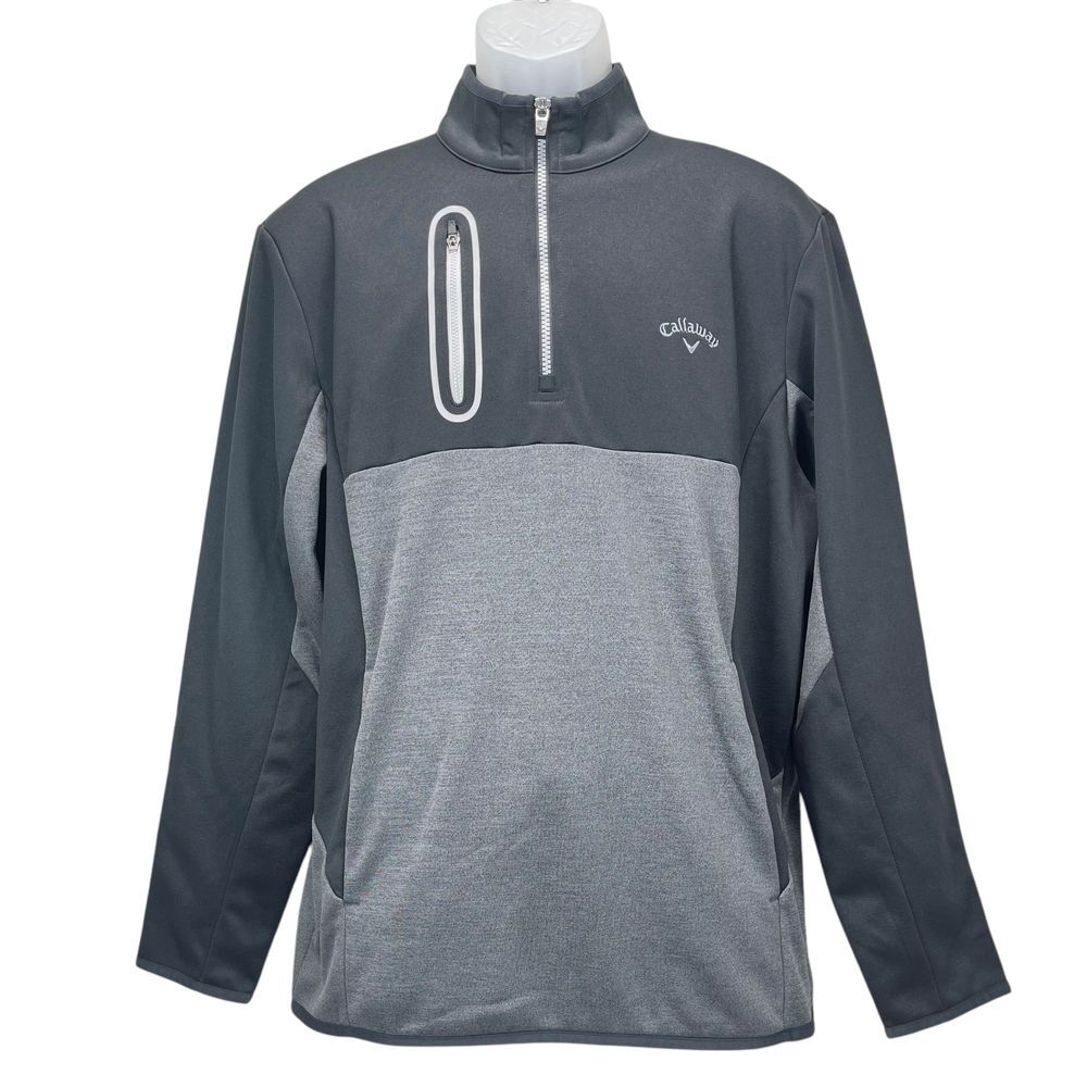 Callaway Men's Medium Gray Black 1/4 Quarter Zip Golf Pullover Sweater‎
